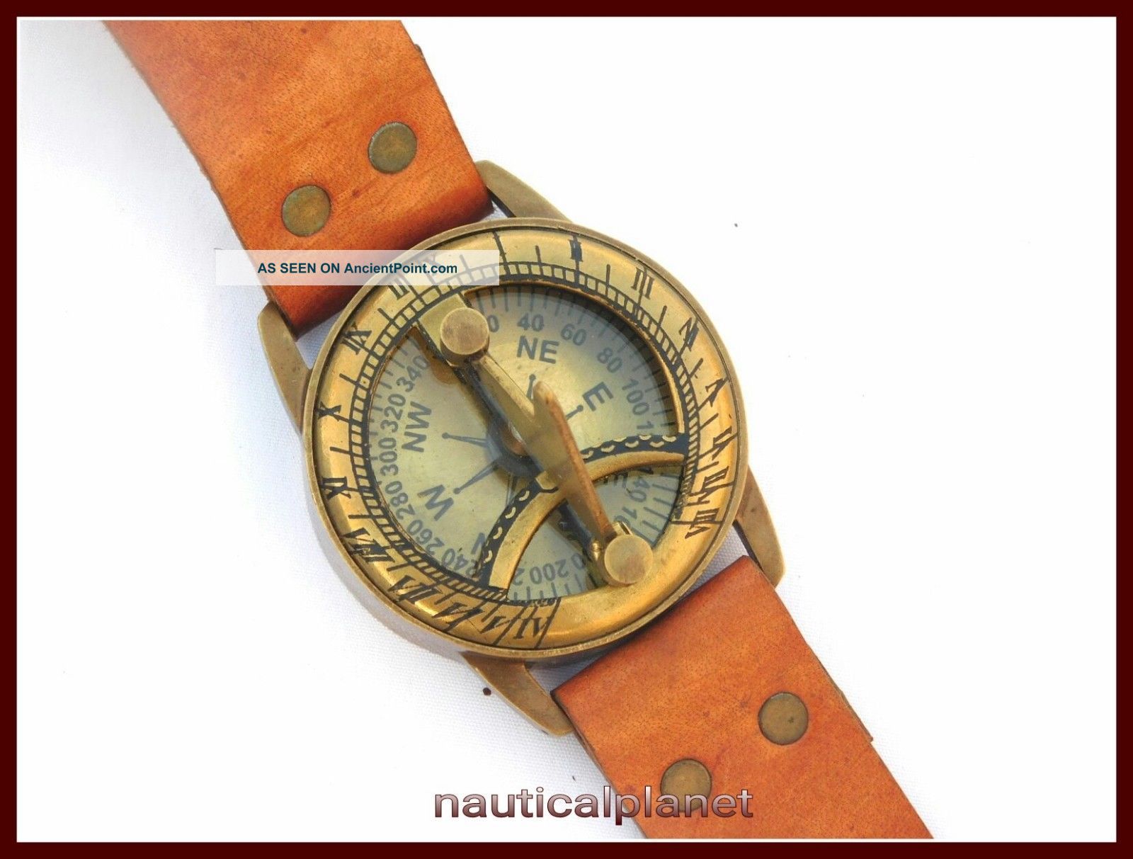 Antique Steampunk Wrist Brass Compass & Sundial - Watch Type Sundial Compasses photo