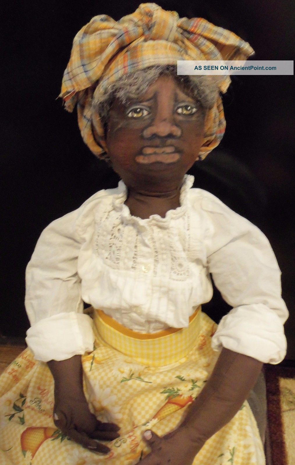 Primitive Black Folk Art Vacuum Cover Doll / Mammy / Antique Rice Bag Primitives photo