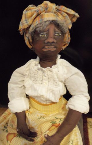 Primitive Black Folk Art Vacuum Cover Doll / Mammy / Antique Rice Bag photo