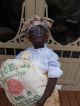 Primitive Black Folk Art Vacuum Cover Doll / Mammy / Antique Rice Bag Primitives photo 2