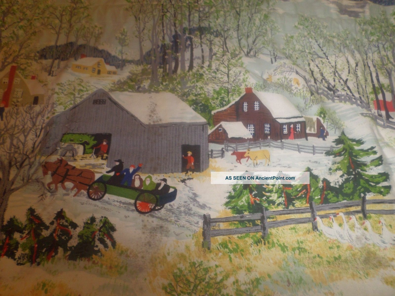 Grandma Moses Fabric Valance 