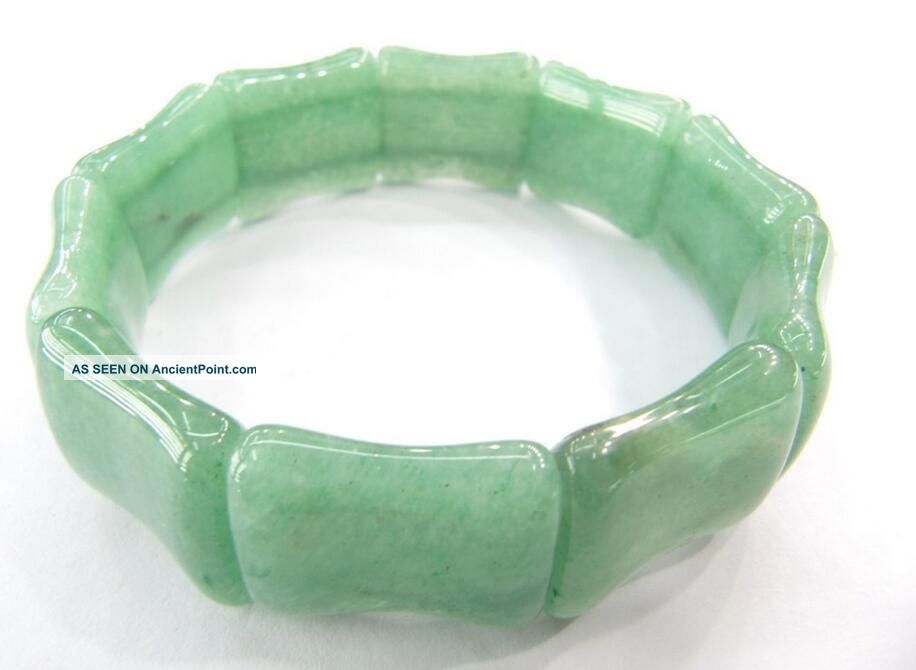 Details Chinese Natural Green Jade Perfect Oblong Beads Bracelet Yuxi 6290 Bracelets photo