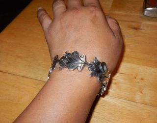 Vintage Mid Century Modern Jj Taxco Mexico 925 Sterling Silver Bracelet photo
