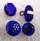 (4) Antique Stunning Molded Cobalt Blue Glass Buttons Steel Wire Shank Bd Buttons photo 1