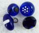 (4) Antique Stunning Molded Cobalt Blue Glass Buttons Steel Wire Shank Bd Buttons photo 2