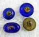(4) Antique Stunning Molded Cobalt Blue Glass Buttons Steel Wire Shank Bd Buttons photo 3