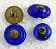 (4) Antique Stunning Molded Cobalt Blue Glass Buttons Steel Wire Shank Bd Buttons photo 4