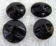 (4) Antique Stunning Handpainted Black Glass Buttons Floral Themes Self Shank B Buttons photo 2