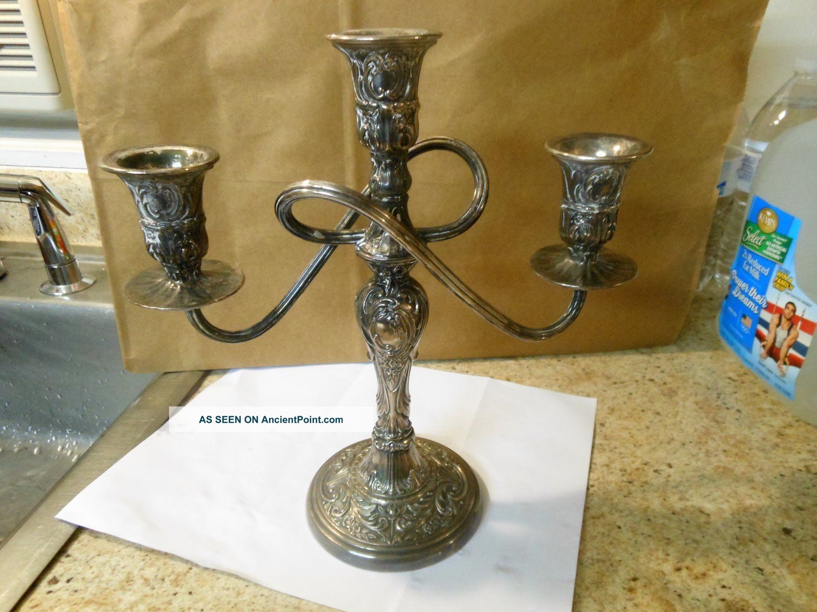 Antique Wm Rogers Silverplate Candelabra Candle Stick Holder,  10 