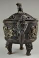 Vintage Collectible Old Copper Carve Lion Dragon Hollow Out Lid Incense Burner Buddha photo 3