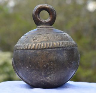 2 Antique Large Spherical Burmese Bronze Elephant Bell Chu Bell photo