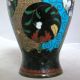 2 Antique Japanese Blue & Black Meiji Cloisonne Vases With Flowers (4.  65 