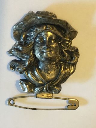 Chatelaine Art Nouveau Safety Pin Silver 1900 ' S Brooch Lukey ' S Elite Chicago photo