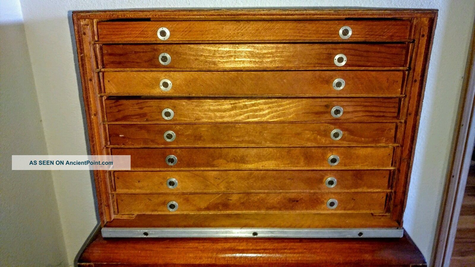 Small Wood 7 Drawer With Tray / Door Flat File Cabinet 1900-1950 photo