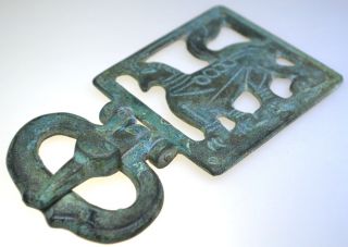 Roman Bronze Belt Buckle With Gryphon Symbol photo