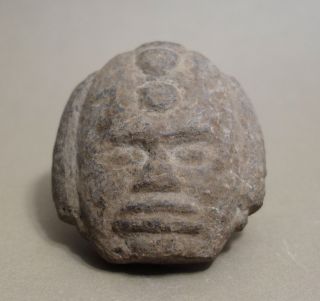 Ancient Pre - Columbian Mayan Stone Head photo