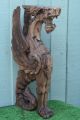 19th C.  Gothic Architectural Wooden Oak Winged Gargoyle Carving C1880s Carved Figures photo 2