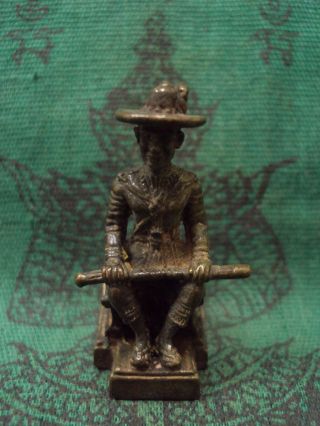 King Prajao Taksin Maharaj Statue Antique Thai Buddha Amulet photo