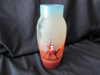 Art Deco Czchoslovakian Cameo? Glass Vase Hand Painted Glass Vase,  C - 1920,  S photo