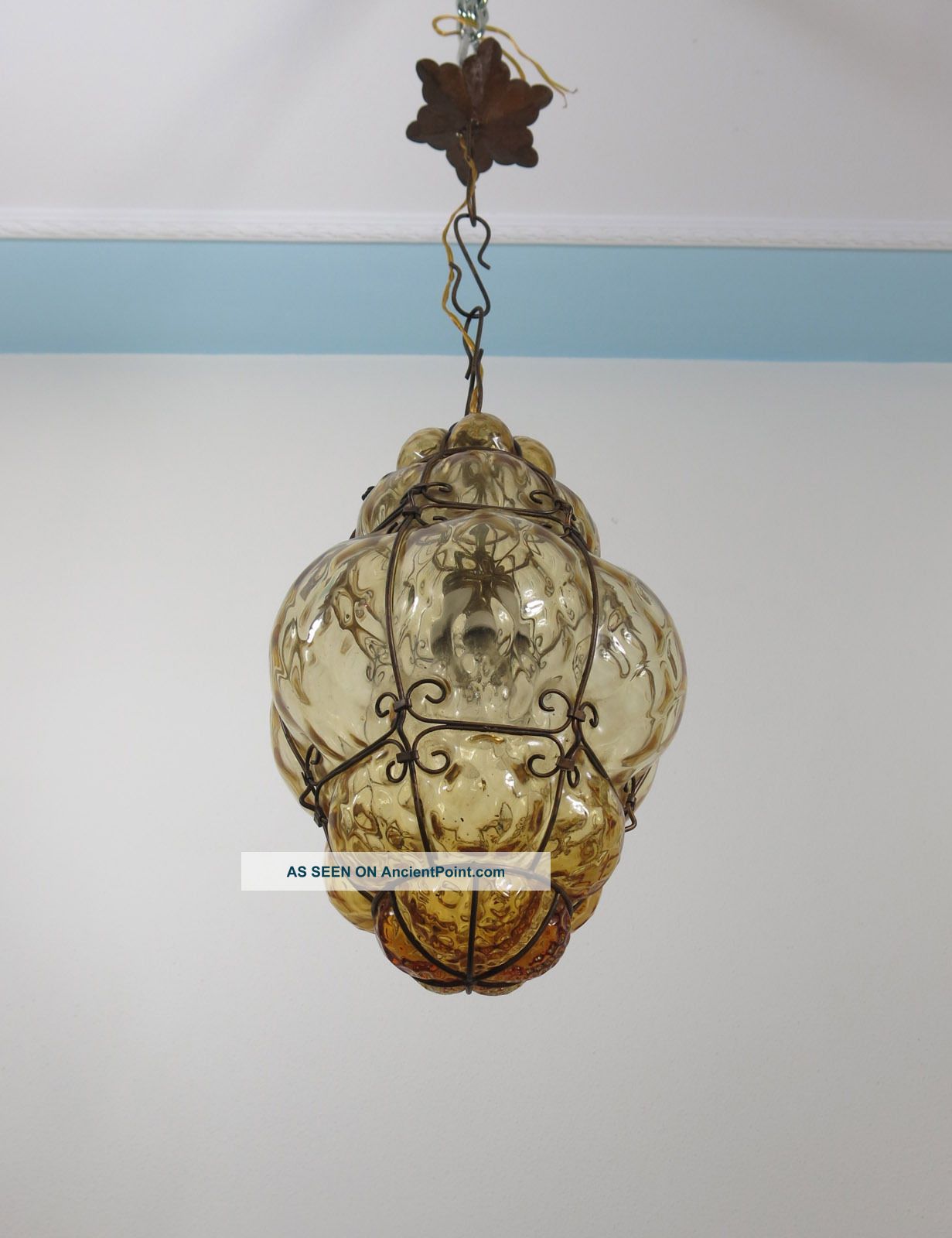 1950’s Mid Century Murano Hand Blown Glass Chandelier Lantern – Barovier Seguso Mid-Century Modernism photo