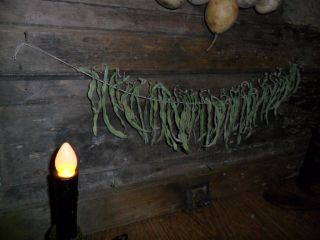 Primitive Bean Garland,  Hand Strung Dried Green Beans - Farmhouse Homestead Goods photo