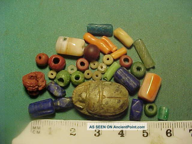 30,  Ancient Beads Circa 1000 Bc - 400 Ad,  Egyptian Scarab Amulet Roman photo