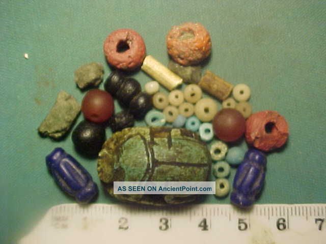 30,  Ancient Beads Circa 1000 Bc - 400 Ad,  Egyptian Scarab Amulet Roman photo