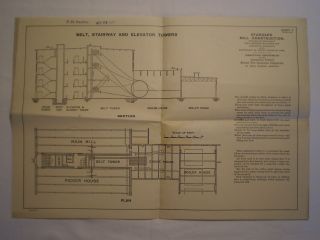 Antique 1902 Standard Cotton Mill Floor Plan For Fire Safety Prevention photo