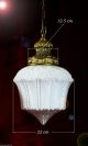 Large Ornate Opaline Milk Glass Deco Pendant Industrial Vintage Antique Light Chandeliers, Fixtures, Sconces photo 9