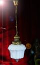 Large Ornate Opaline Milk Glass Deco Pendant Industrial Vintage Antique Light Chandeliers, Fixtures, Sconces photo 1