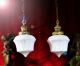 Large Ornate Opaline Milk Glass Deco Pendant Industrial Vintage Antique Light Chandeliers, Fixtures, Sconces photo 7