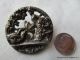 2858 – “woman Shooing Geese” Pierced Brass Large Antique Button Buttons photo 4