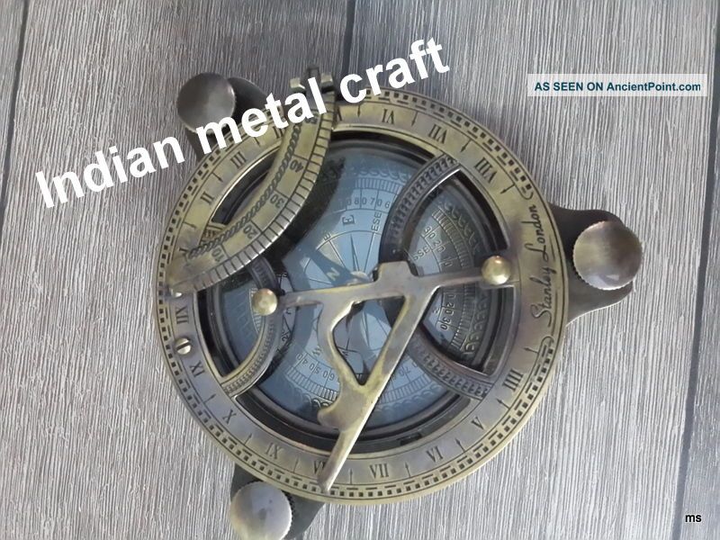 Brass Sundial Compass Nautical Vintage Antique Maritime Compasses photo
