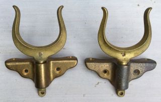 Antique Wilcox Crittenden Wc Pair Solid Bronze Oar Locks & Gunwale Brackets 1920 photo