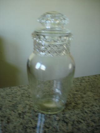 Antique Large 10 1/2 Inch Dakota Glass Apothecary Drugstore Candy Jar With Lid photo