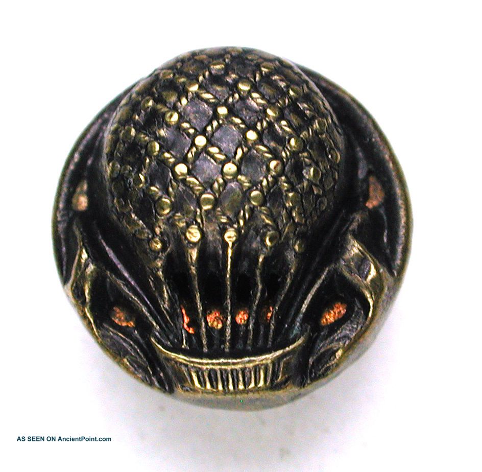 Antique Brass Button Hot Air Balloon W/ Shiny Liner - 1/2 ' Buttons photo