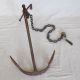 Antique Nautical Anchor With Chain Hand Forged Iron Ship Boat Vintage Primitive Anchors photo 2