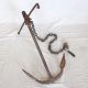 Antique Nautical Anchor With Chain Hand Forged Iron Ship Boat Vintage Primitive Anchors photo 4