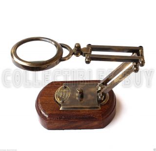Maritime Antique Table Magnifying Glass Wooden Base Map Reader Nautical Home photo