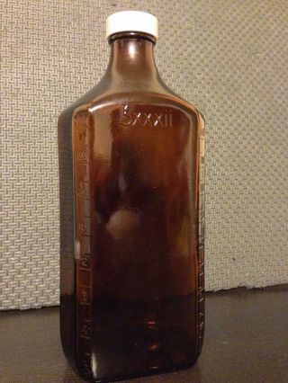 Vintage Pharmacy Glass Bottle Duraglas Brown 28 Oz Xxxii Codeine Syrup Style photo