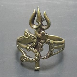 Brass Ring Thai Om Symbol Hindunism Ganesh Success Ganesha Size 10 photo