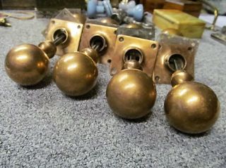 4 Pairs Of Reclaimed Victorian Brass/bronze Doorknobs - P501 - photo