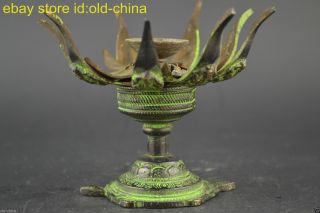 China Collectible Old Copper Handwork Elephant Buddha Decor Noble Candlestick photo