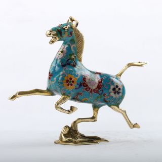 Chinese Cloisonne Brass Handwork Horse Riding Chebi Statue Csy500 photo