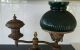 An Antique Victorian Brass Student Lamp.  Green Glass Shade. Lamps photo 1