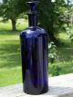Early F.  E.  Pruni Vir Cobalt Blue Apothecary Drugstore Label Under Glass Lug Bottles & Jars photo 3