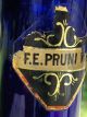 Early F.  E.  Pruni Vir Cobalt Blue Apothecary Drugstore Label Under Glass Lug Bottles & Jars photo 4