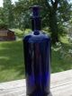 Early F.  E.  Sarsap Cobalt Blue Apothecary Drugstore Label Under Glass Lug Bottle Bottles & Jars photo 2