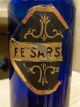 Early F.  E.  Sarsap Cobalt Blue Apothecary Drugstore Label Under Glass Lug Bottle Bottles & Jars photo 8
