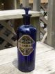 Early F.  E.  Damian Cobalt Blue Apothecary Drugstore Label Under Glass Lug Bottle Bottles & Jars photo 10